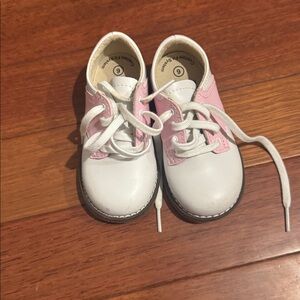 Footnotes Pink and White Baby Lace-Up Shoes